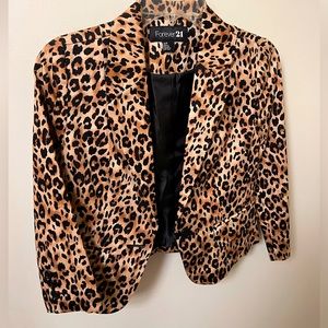 Forever 21 3/4 sleeve animal print blazer